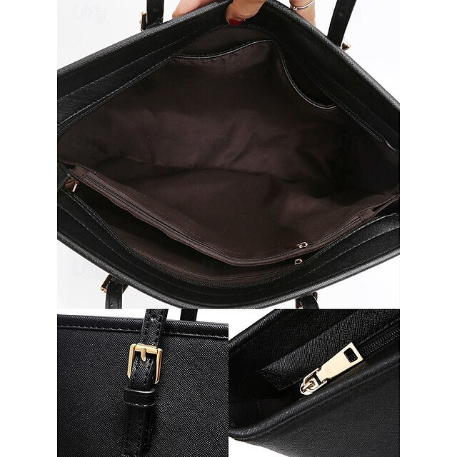 Faux Brown Leather Large Bag Classic Women's Tote -