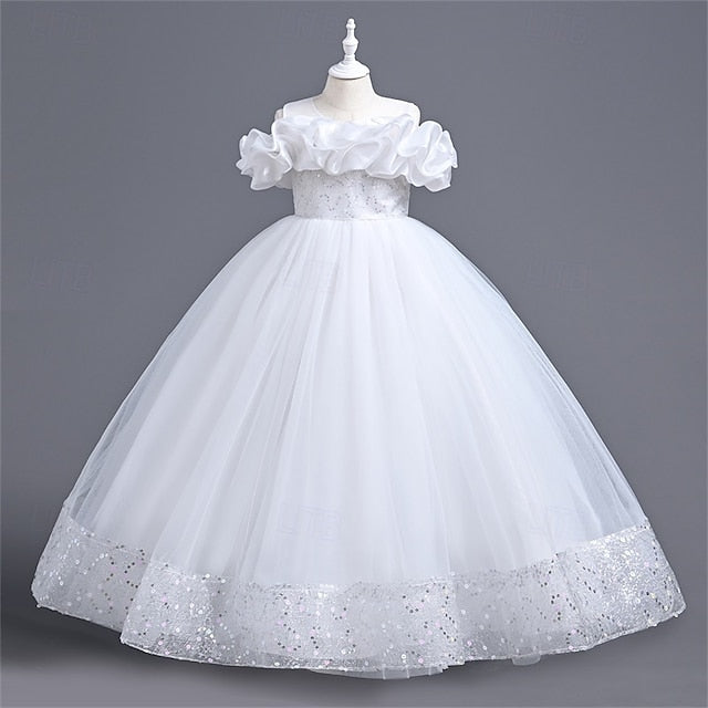 Girls' Color Solid Girl Party Dress Kids Flower