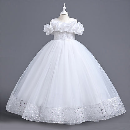 Girls' Color Solid Girl Party Dress Kids Flower