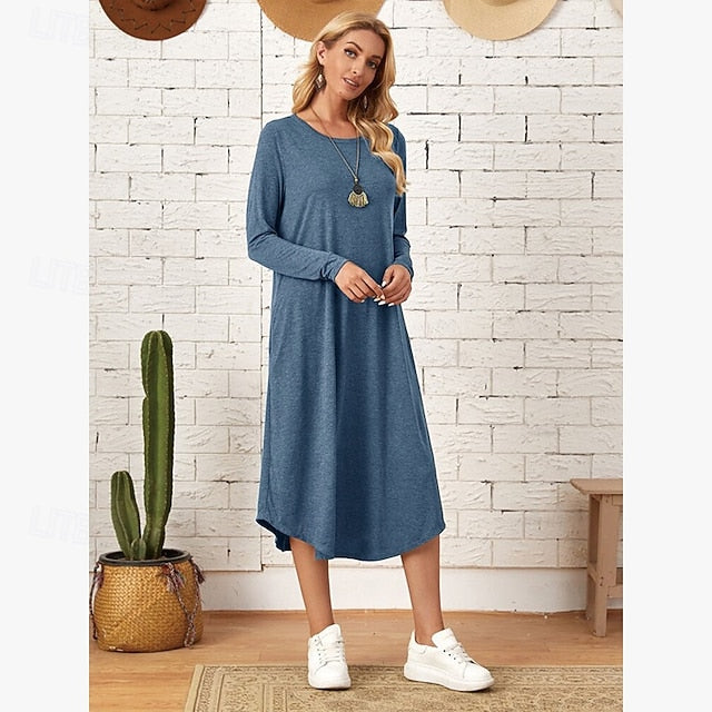 Women's Midi Dress T Shirt Dress Tee Dress Shift Dress