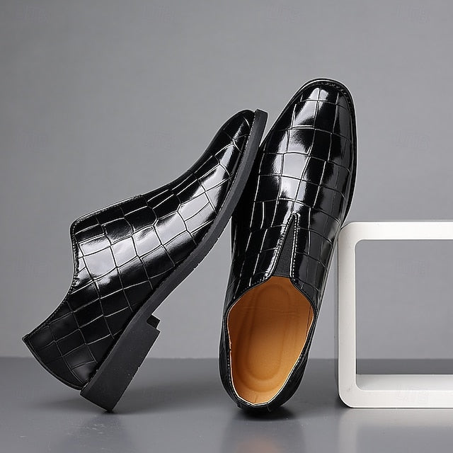 Burgundy Men's Shoes Slip-On Crocodile – Pattern