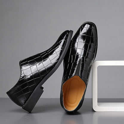 Burgundy Men's Shoes Slip-On Crocodile – Pattern