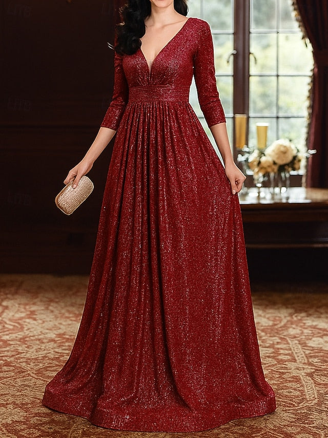 A-Line Floor Length Wedding Guest Dress Formal Dresses Evening
