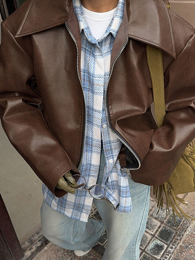 Leather Zipper Warm Faux Women's Comfortable Jacket Pocket