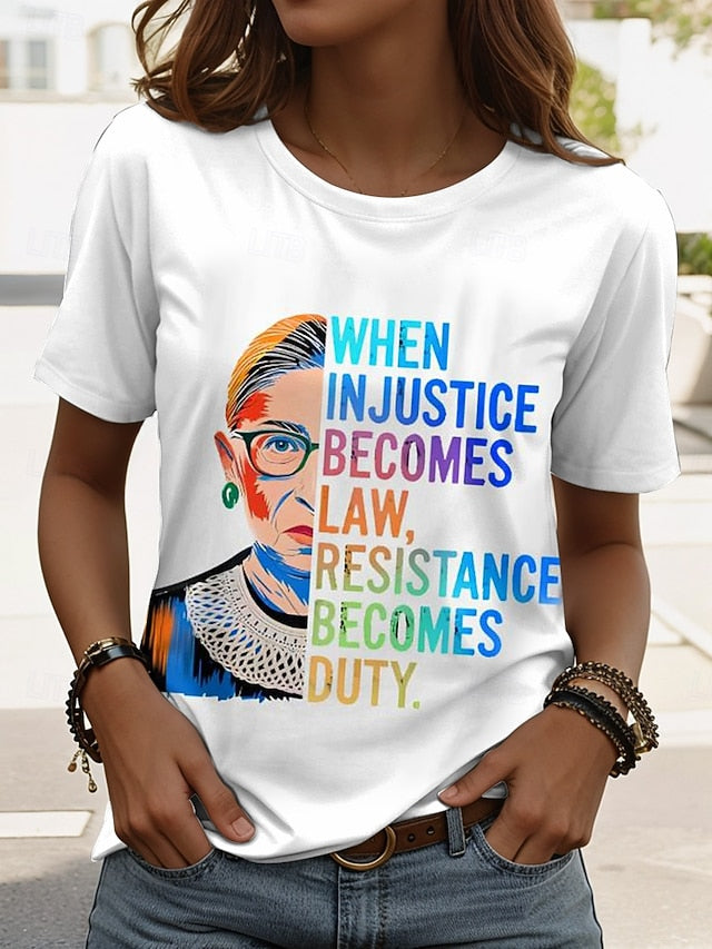 Women's T Shirt Print Graphic Letter Stylish Classic Casual