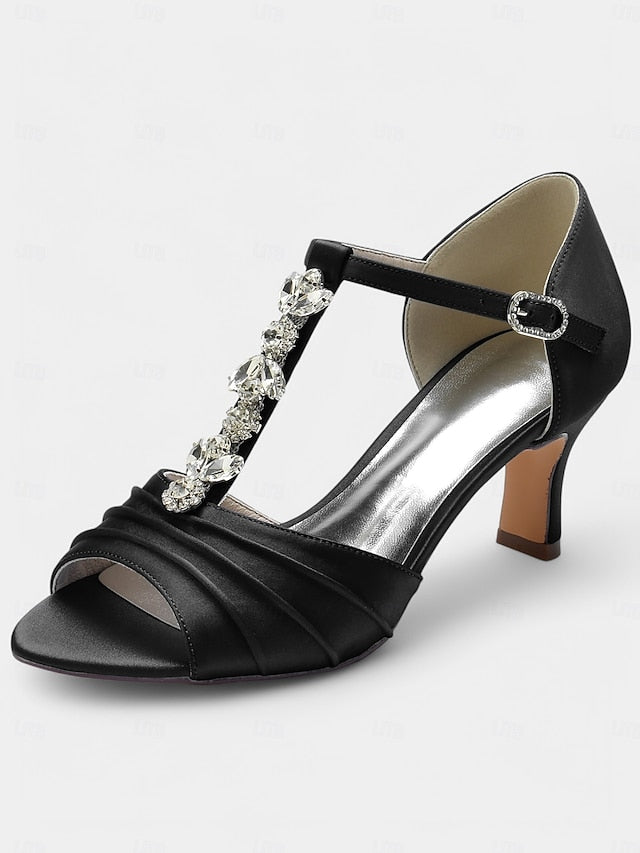 Detail Bridal White – with Crystal Open-Toe Satin Heels