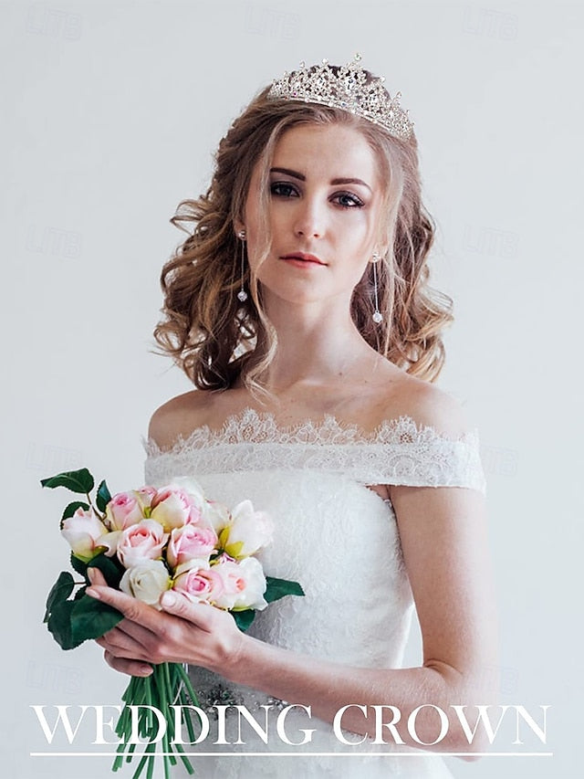 – Women's Set Silver and Jewelry Rhinestone Elegant Tiara