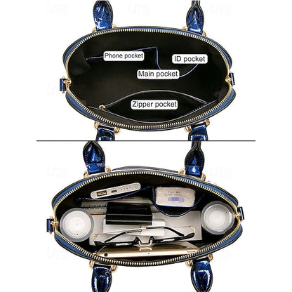 - Patent Green Women's Elegant Bag Shiny Leather Tote