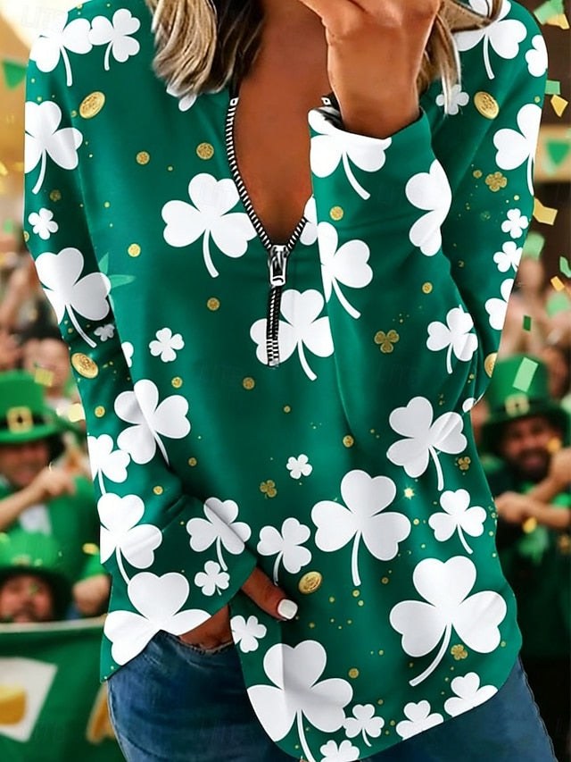St. Patrick's Day Women's T Shirt Tee Top Zipper