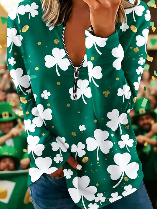 St. Patrick's Day Women's T Shirt Tee Top Zipper