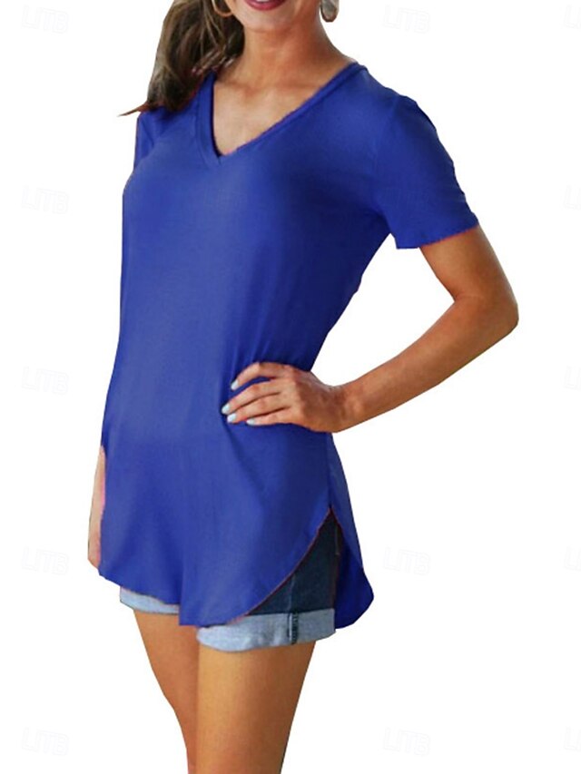 Women's T Shirt Tee Top Solid Color Fashion Basic Classic