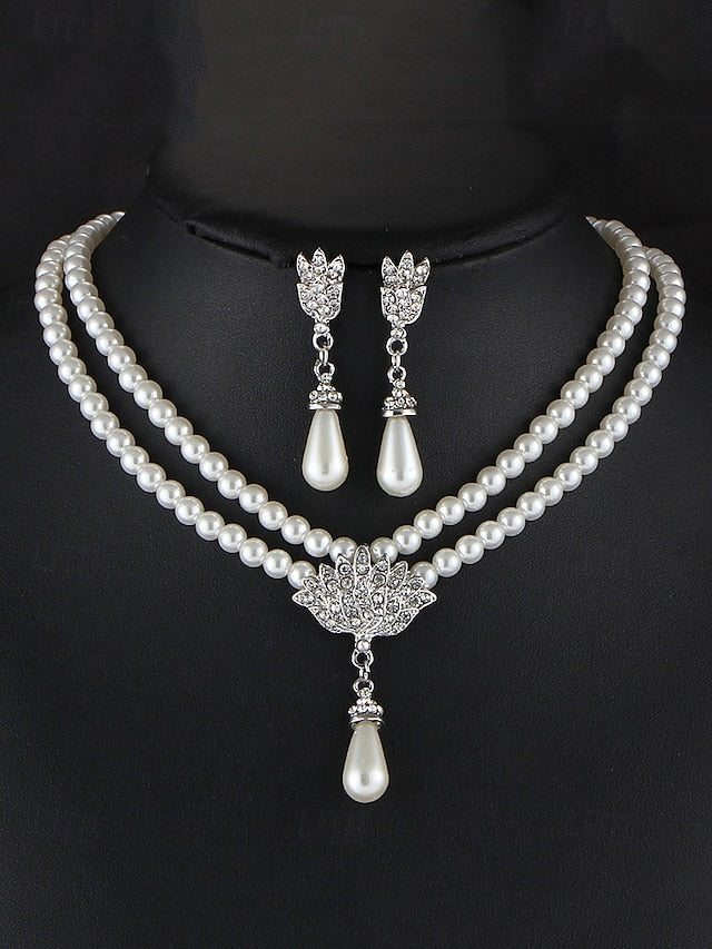 Set Double-Layer Elegant Necklace – Jewelry Bridal Pearl
