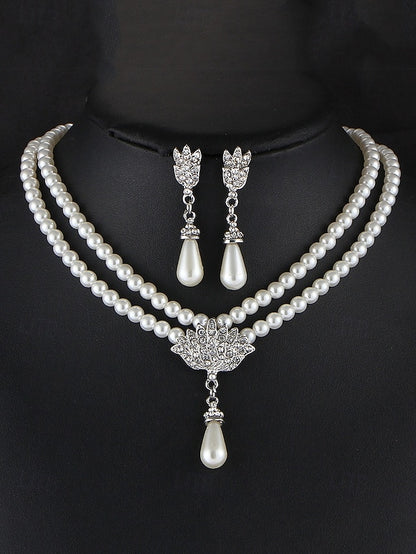 Pearl Bridal Necklace – Set Jewelry Double-Layer Elegant