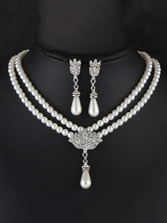Pearl Bridal Necklace – Set Jewelry Double-Layer Elegant
