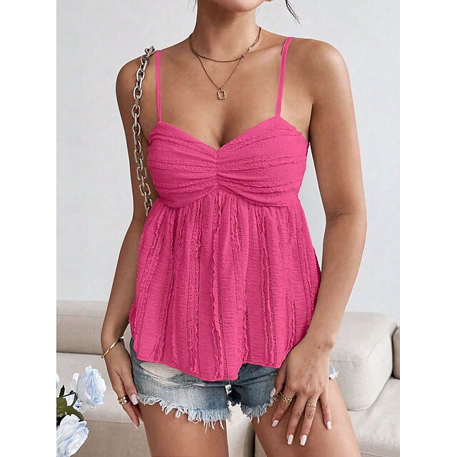 Women's Camisole Tank Top Ruched Solid Color Daily Stylish