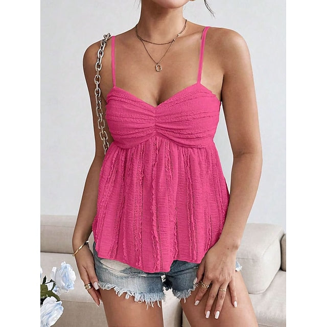 Women's Camisole Tank Top Ruched Solid Color Daily Stylish