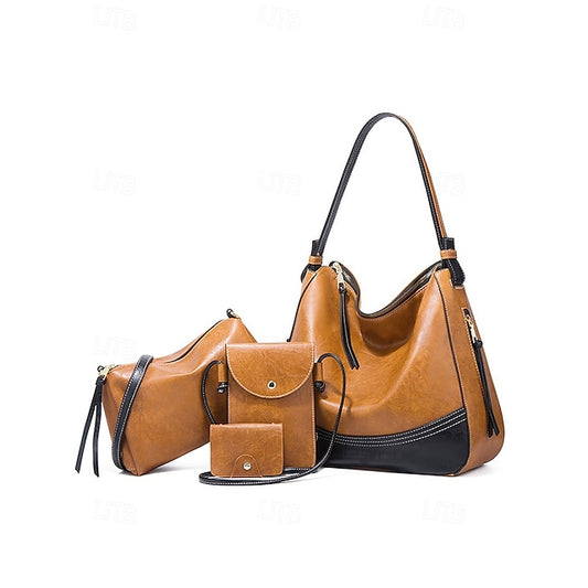 Faux Bag Women's Set Handbag 4-Piece – Leather Shoulder