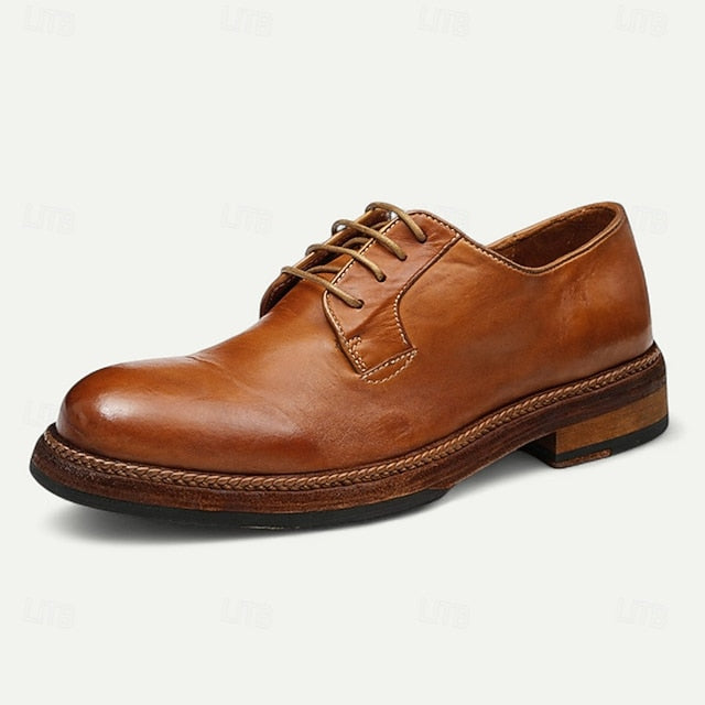 and Men's Tan Goodyear Derby Shoes Clean Leather Welt with