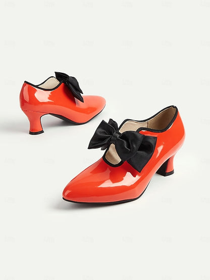 Shoes – Red Vintage 1920s Heel Women's Leather Patent Low