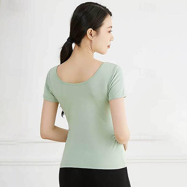Activewear Top Pure Color Splicing Women's Performance
