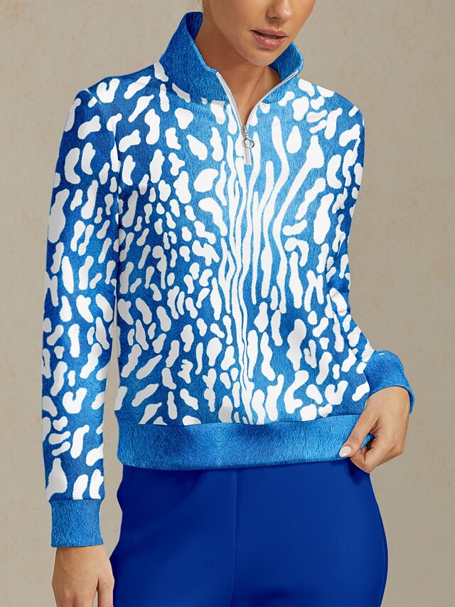 Women's Golf Pullover Sweatshirt Blue Long Sleeve Top