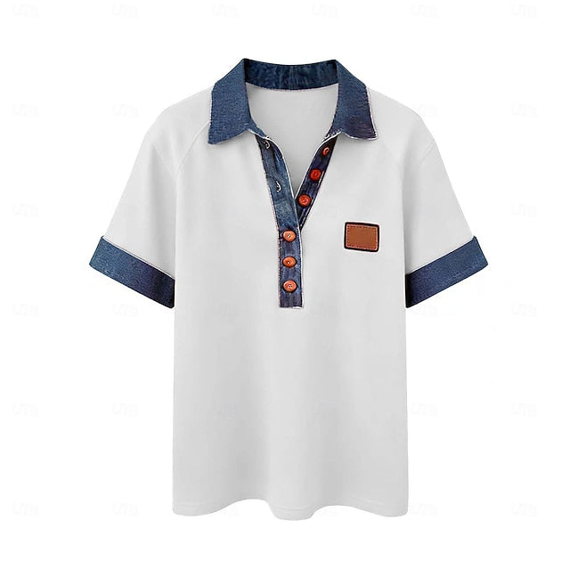 Women's Button Down Shirt Casual Shirt Blouse Buttons Solid