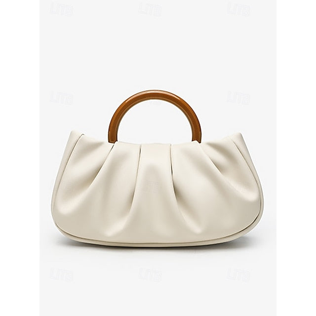 Clutch Faux with Bag Leather Women's Acrylic Tote Pleated