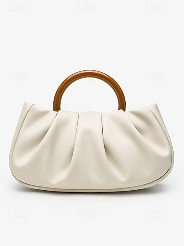 Leather Pleated with Faux Acrylic Women's Bag Tote Clutch