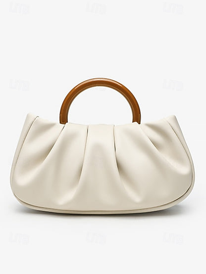 Leather Pleated with Faux Acrylic Women's Bag Tote Clutch