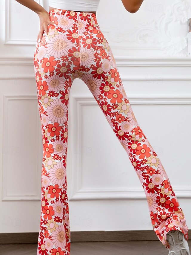 Women's Bell Bottom Slacks Fashion Boho Full Length Natural