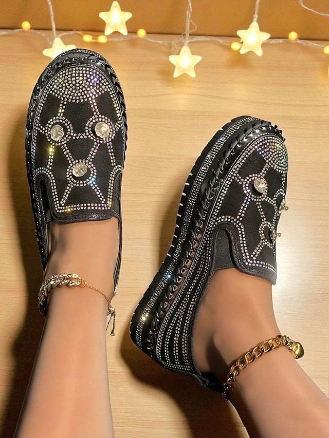 Slip-On Rhinestone Sneakers Platform Red Studs Women's with