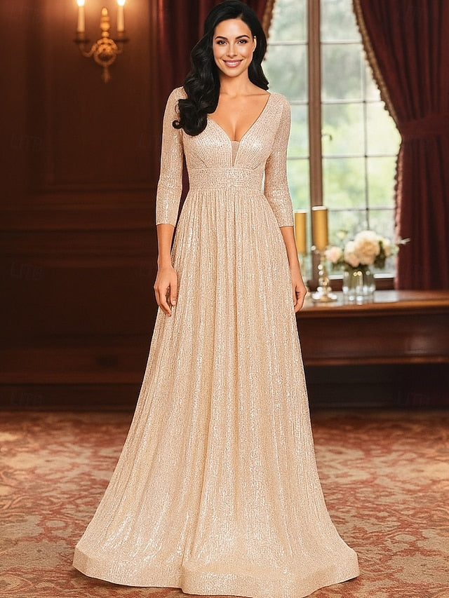A-Line Floor Length Wedding Guest Dress Formal Dresses Evening