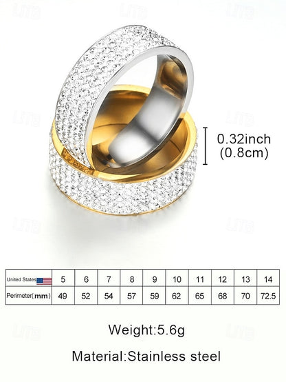 Rhinestone Wide Pave Men's Full Rings Band with