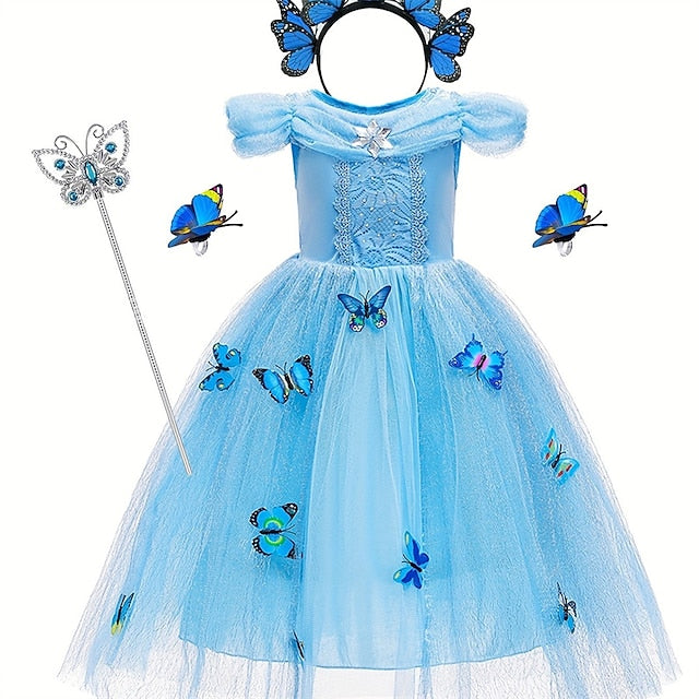 Costume Girl Tulle Elsa Frozen Party Theme Flower Dress Princess