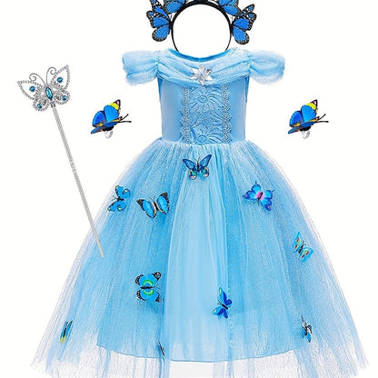 Costume Girl Tulle Elsa Frozen Party Theme Flower Dress Princess