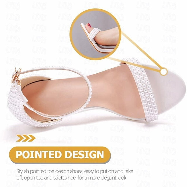 High Elegant Heel Women's Shoes Pearl-Embellished Wedding