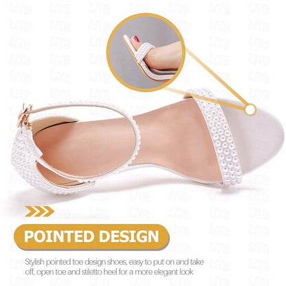 High Elegant Heel Women's Shoes Pearl-Embellished Wedding