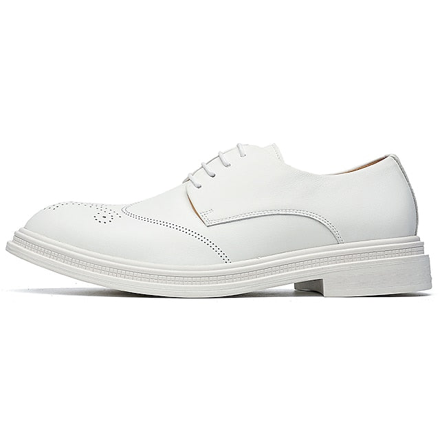 Men's Oxford Perforated with Shoes Leather Faux White