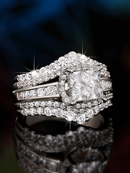 Cubic with Ring Zirconia Wedding Set Luxury