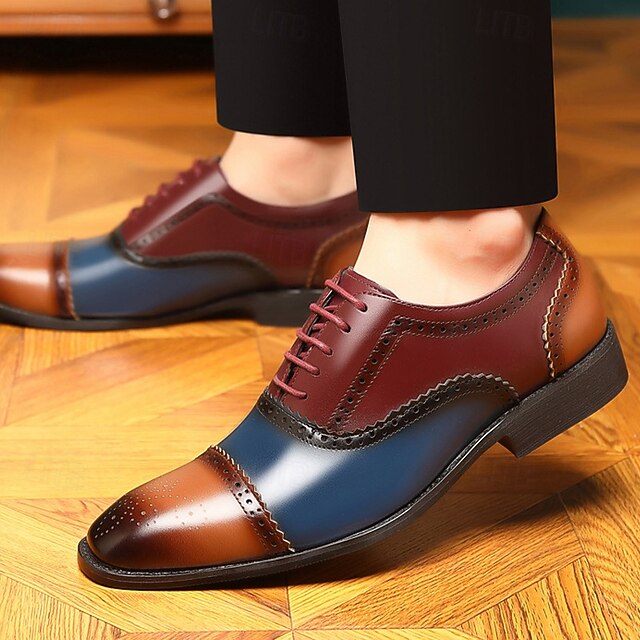 Men's Two-Tone Brogue Black – and Faux Brown Shoes