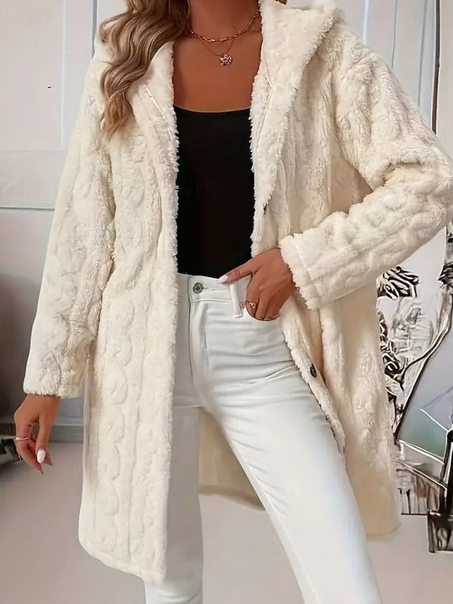 Faux Buttons Warm Fur Coat Casual Comfortable Women's