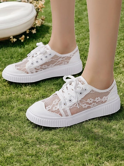 Casual Sneakers Floral Wedding Women – Shoes Lace for Bridal