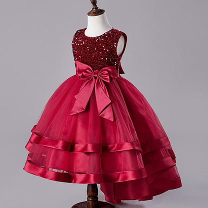 Sequin Party Girls' Dress Sleeveless Festival Kids Wedding
