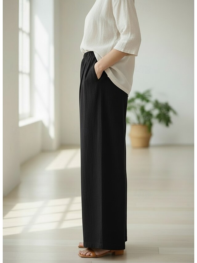 70% Linen Women's Linen Pants Culottes Wide Leg Wide Leg