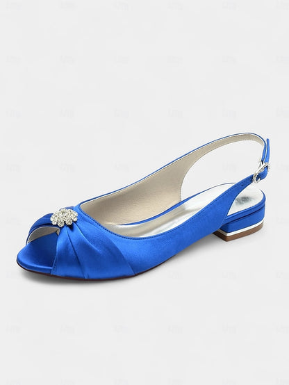 Slingback Wedding Crystal Satin with Women's Heels