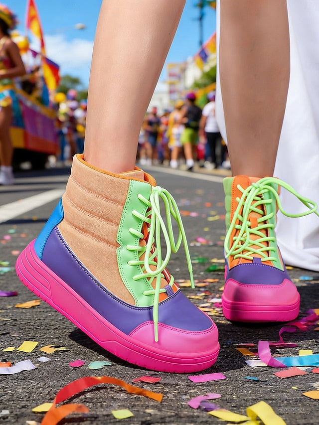 with Women's Gras Mardi Colorful Carnival Sneakers High-Top