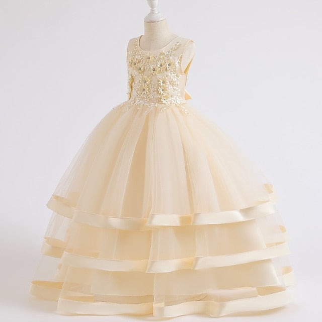 Dress Sleeveless Solid Colored Kids Party Girls' Wedding