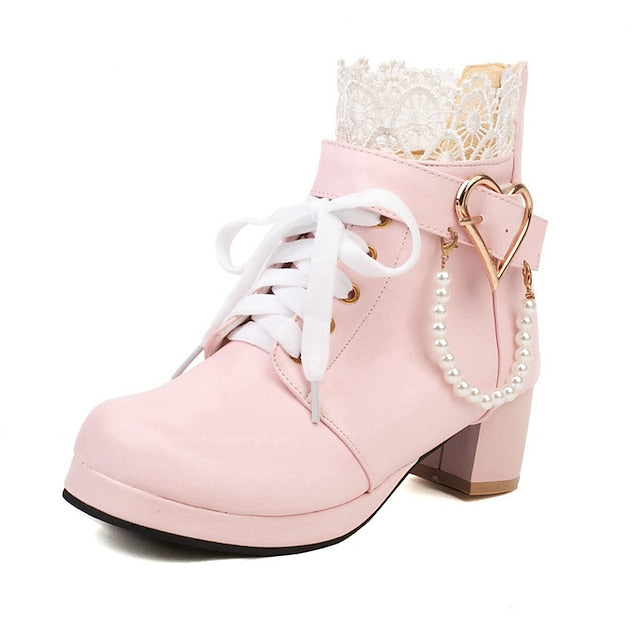 Wedding Shoes Women's Boots Lace-Up White Ankle – Bridal