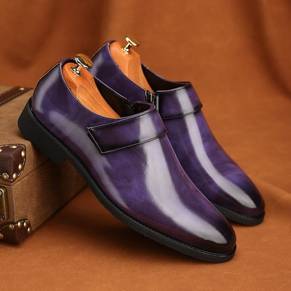 Leather Business Shoes Men's Slip-On Loafers Brown