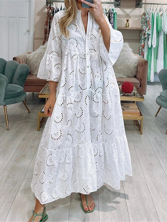 Women's Maxi Dress White Dress Lace Dress Boho Dress Casual